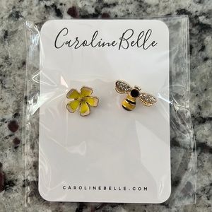 Flower & Bee stud earrings